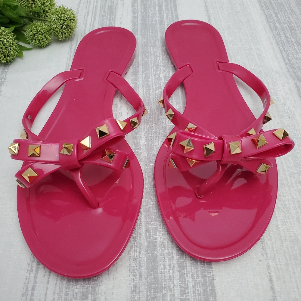 Rocksud Jelly Flip Flop Fushia Pink Jelly Shoes NWOT